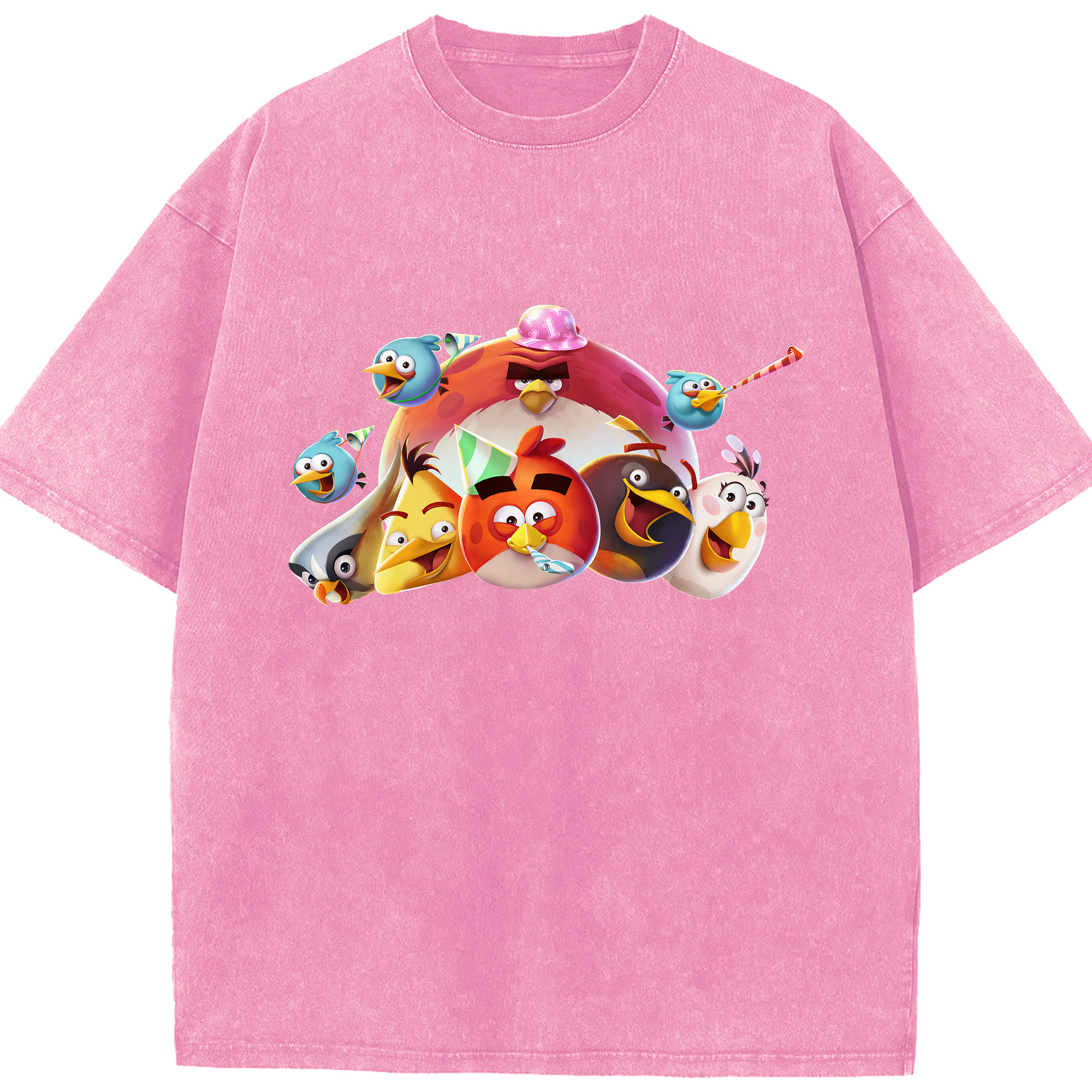 （画像用） Angry Birds アングリーバード 綿100% ヴィンテージ風 半袖Tシャツ（フロントプリント）